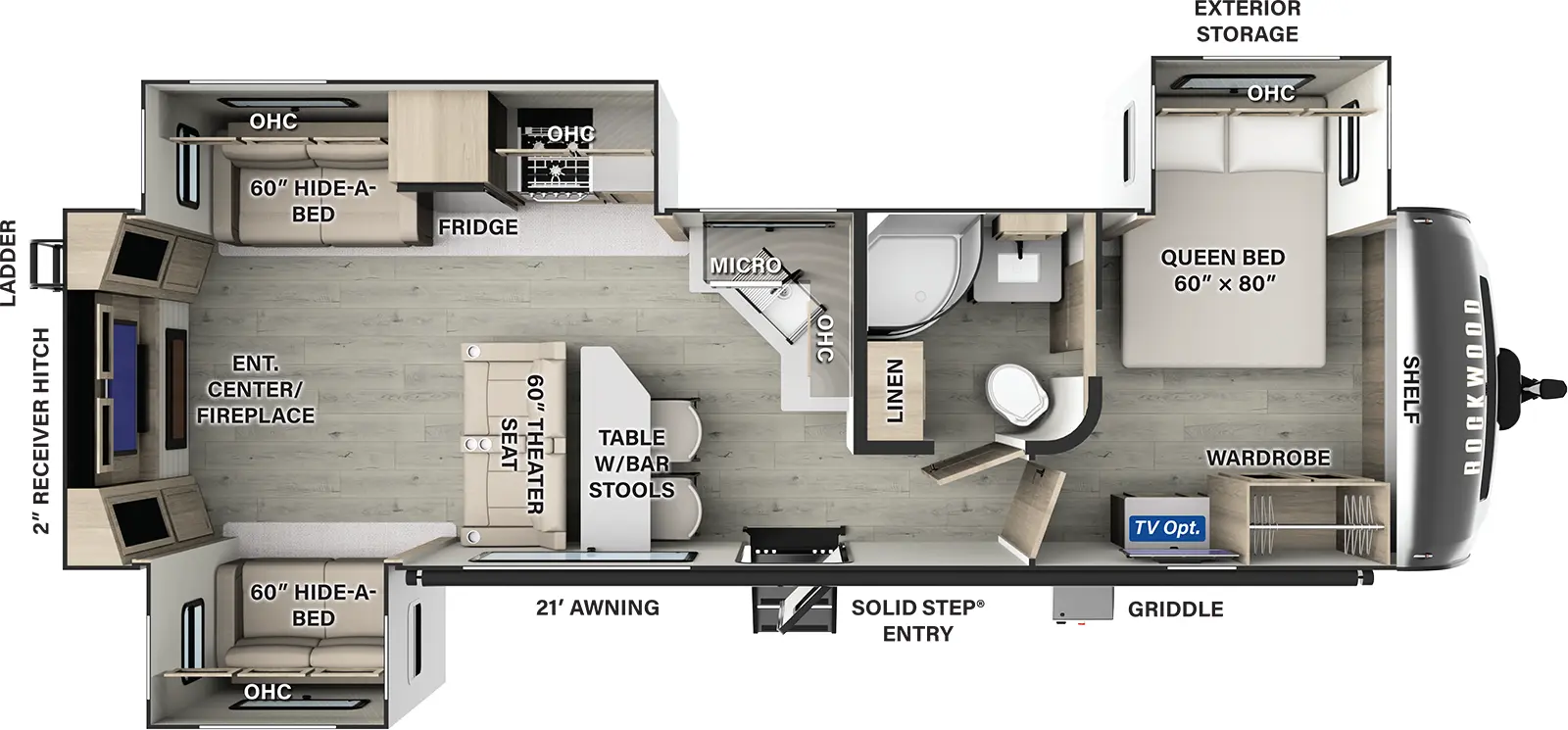 Rockwood Ultra Lite Travel Trailers 2908RL Floorplan